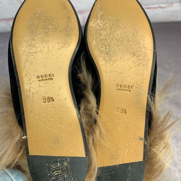 Gucci Horsebit Princetown Velvet Fur Slippers Loafers 36.5 - Picture 10 of 12
